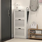 Scarpiera in legno per ingresso, scarpiera bianca con 3 ante a ribalta 53,2x24x109,5 cm