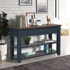 Wood Console Table with 3 Storage Drawers and 2 Shelves