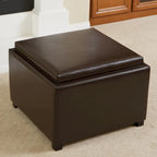 Pouf contenitore con vassoio in similpelle