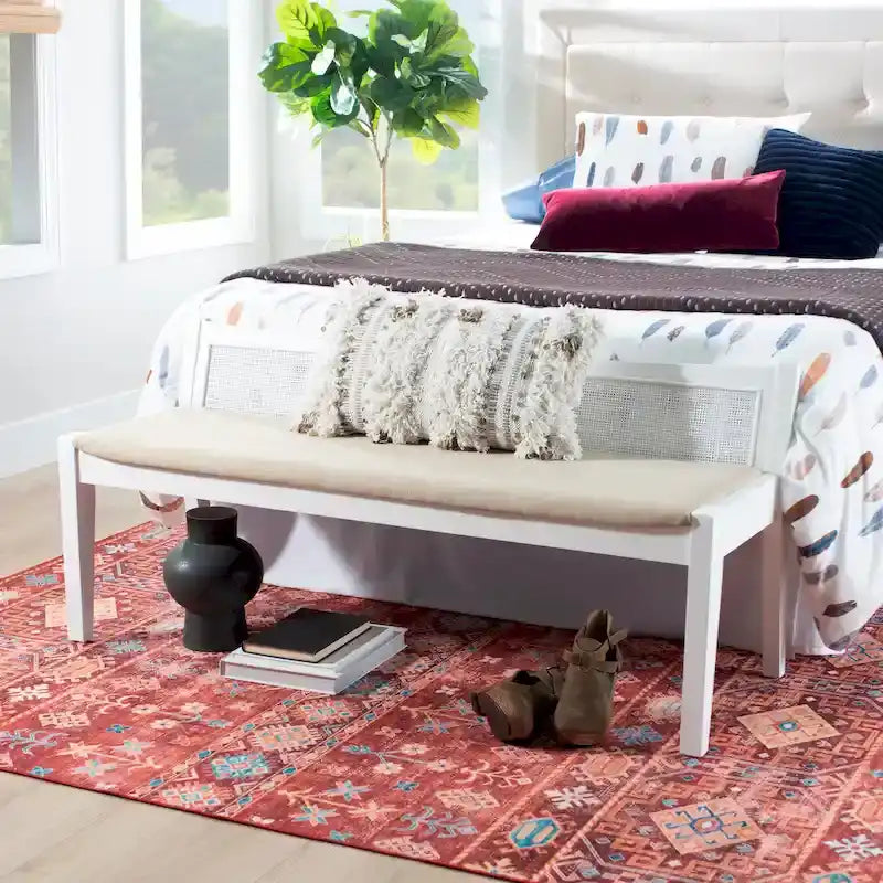 Solid Wood Cane Bench