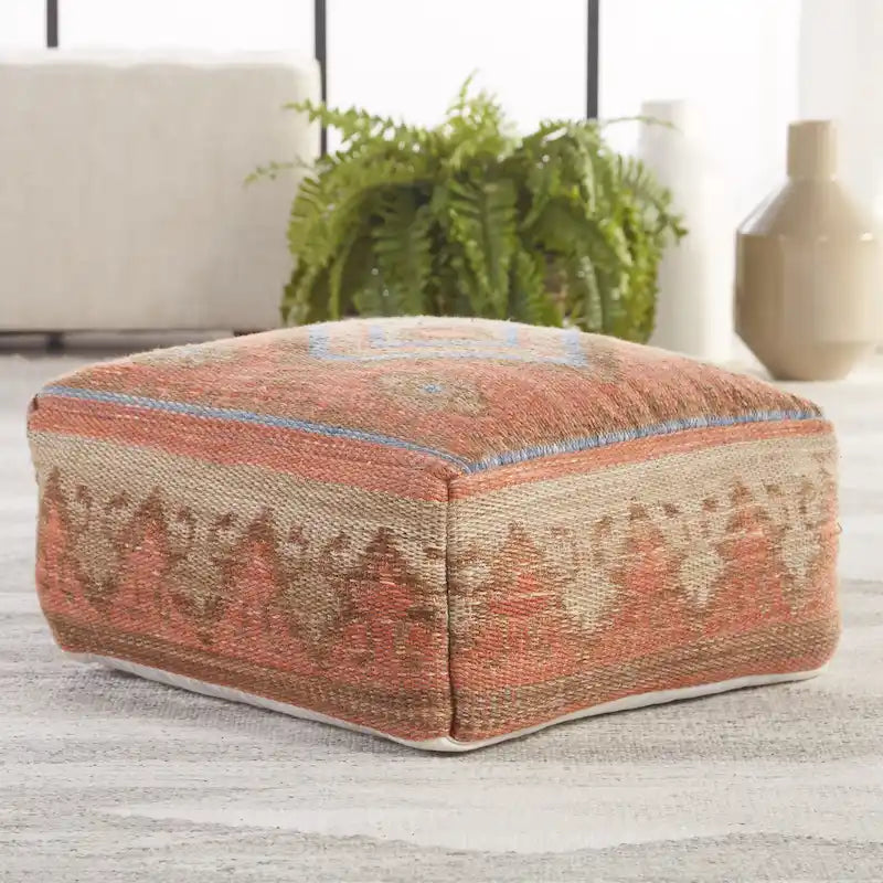 Indoor and Outdoor Tribal Cube Pouf - 20X20X8