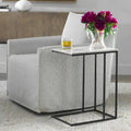 Porch & Den Black Metal and White Marble Accent Table